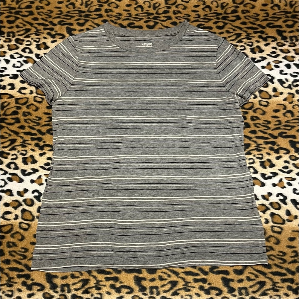 Mossimo Supply Co. Gray Striped Short Sleeve Tee